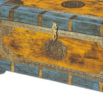 Hand Painted Brass Inlay Solid Wood Storage Trunk - Montana Home & Kitchen Co.