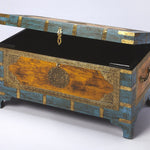 Hand Painted Brass Inlay Solid Wood Storage Trunk - Montana Home & Kitchen Co.