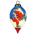 Ice Skating Santa Hand Painted Mouth Blown Glass Ornament - Montana Home & Kitchen Co.