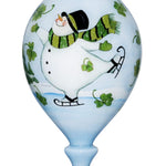 Ice Skating Shamrock Snowman Hand Painted Mouth Blown Glass Ornament - Montana Home & Kitchen Co.