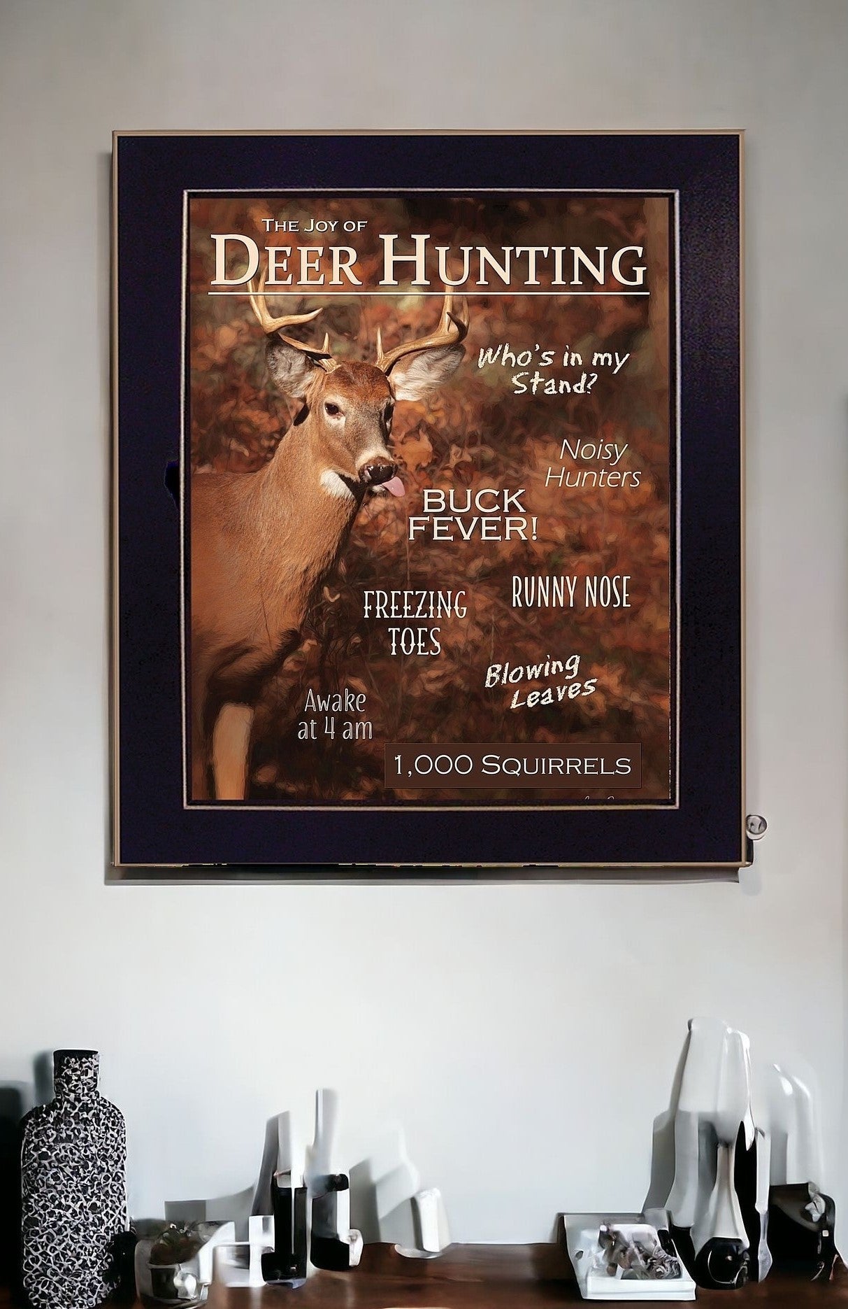 Joy of Hunting deer Black Framed Print Wall Art - Montana Home & Kitchen Co.