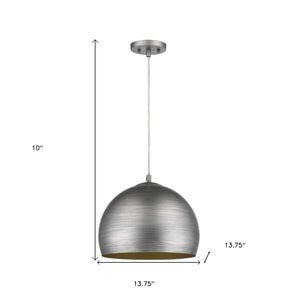 Latitude 1 - Light Hand Painted Weathered Pewter Pendant With Gold Interior Shade (13.75") - Montana Home & Kitchen Co.