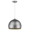 Latitude 1 - Light Hand Painted Weathered Pewter Pendant With Gold Interior Shade (13.75") - Montana Home & Kitchen Co.