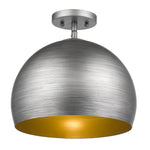 Latitude 1 - Light Hand Painted Weathered Pewter Pendant With Gold Interior Shade (13.75") - Montana Home & Kitchen Co.