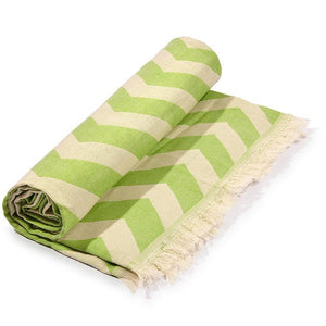 Lime Green Chevron Design Turkish Beach Blanket - Montana Home & Kitchen Co.