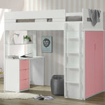 Loft Bed And Desk (Twin /White & Pink) - Montana Home & Kitchen Co.