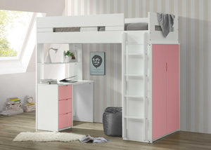 Loft Bed And Desk (Twin /White & Pink) - Montana Home & Kitchen Co.