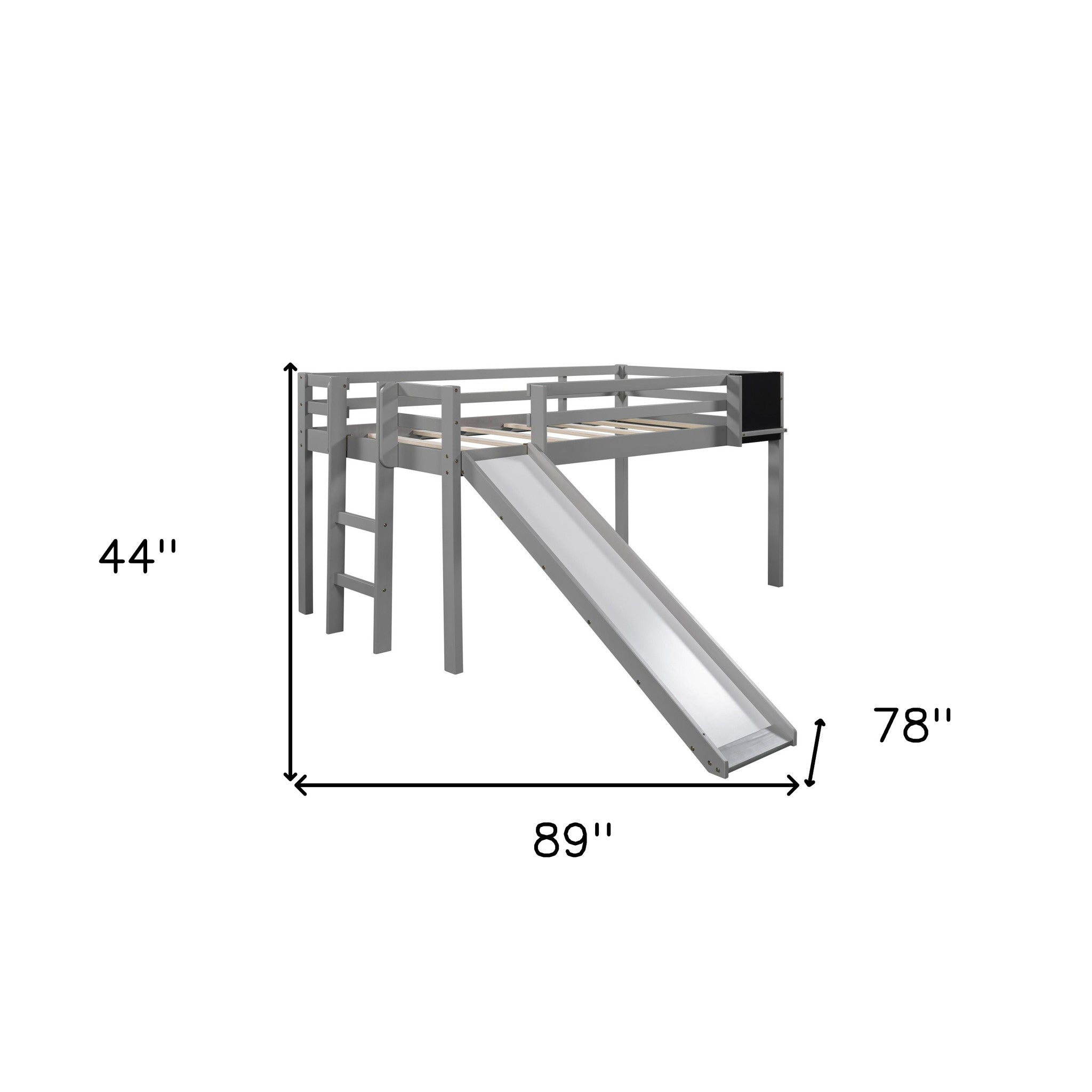 Loft Bed Bed Chalkboard and Slide (Twin Size /Gray) - Montana Home & Kitchen Co.