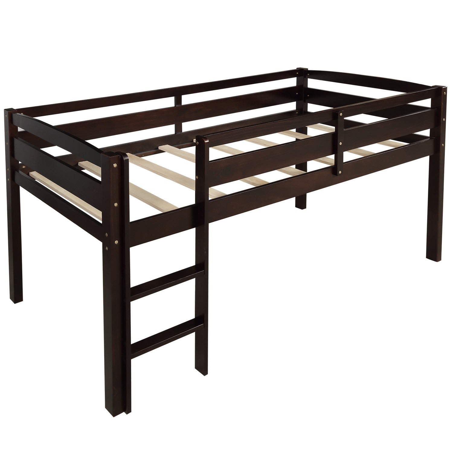 Loft Bed (Low /Twin Size/Brown) - Montana Home & Kitchen Co.