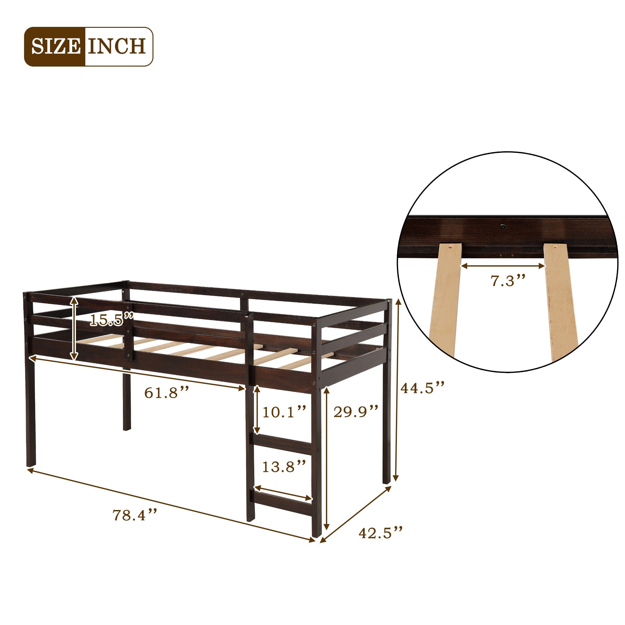 Loft Bed With Cabinet and Desk (Low Twin/ Brown) - Montana Home & Kitchen Co.