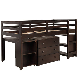 Loft Bed With Cabinet and Desk (Low Twin/ Brown) - Montana Home & Kitchen Co.