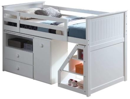 Loft Bed With Chest And Swivel Desk - ladder (79" X 42" X 47" White) - Montana Home & Kitchen Co.