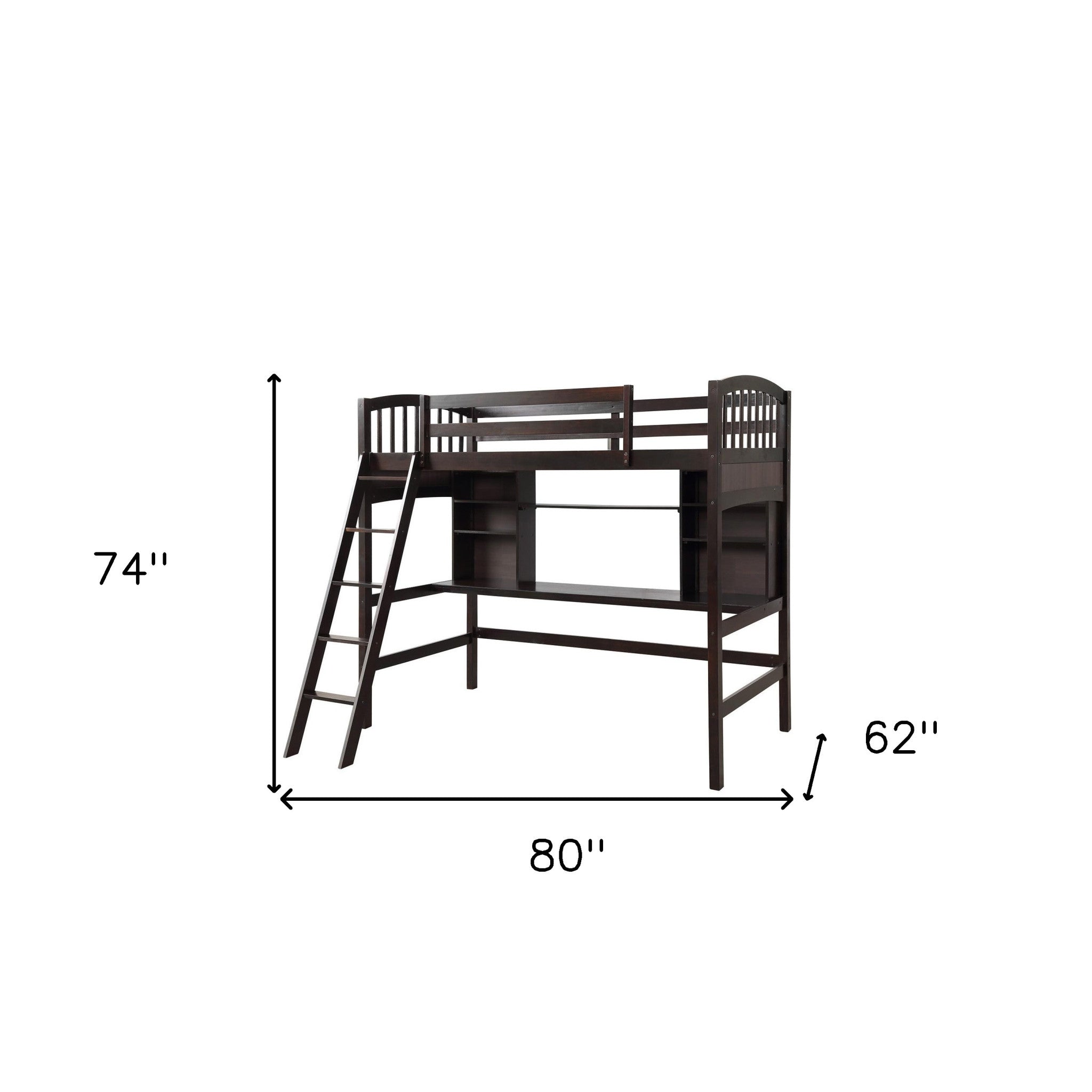 Loft Bed with Desk and Shelves (Twin Size/ Brown) - Montana Home & Kitchen Co.