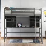 Loft Bed with Desk and Shelves (Twin Size /Gray) - Montana Home & Kitchen Co.