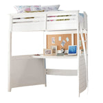 Loft Bed With Desk (Twin) 83" X 45" X 74" White Poplar Wood - Montana Home & Kitchen Co.