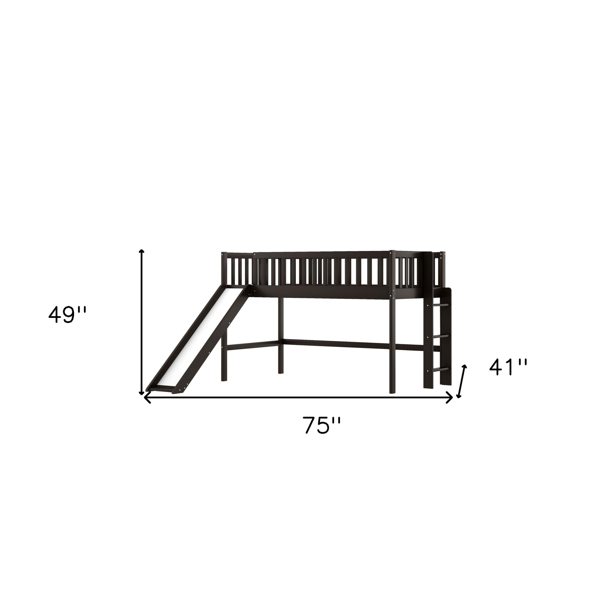 Loft Bed with Slide (Dark Brown Twin Size) - Montana Home & Kitchen Co.