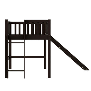 Loft Bed with Slide (Dark Brown Twin Size) - Montana Home & Kitchen Co.