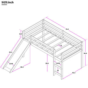 Loft Bed With Slide (Low / White) - Montana Home & Kitchen Co.