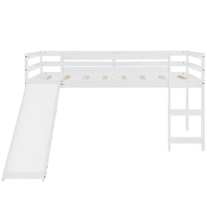 Loft Bed With Slide (Low / White) - Montana Home & Kitchen Co.