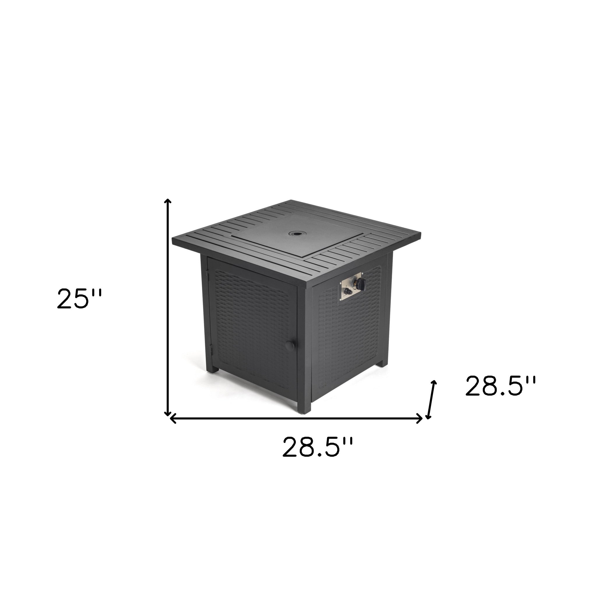 Matte Black Square Propane Fire Pit with Cover - Montana Home & Kitchen Co.