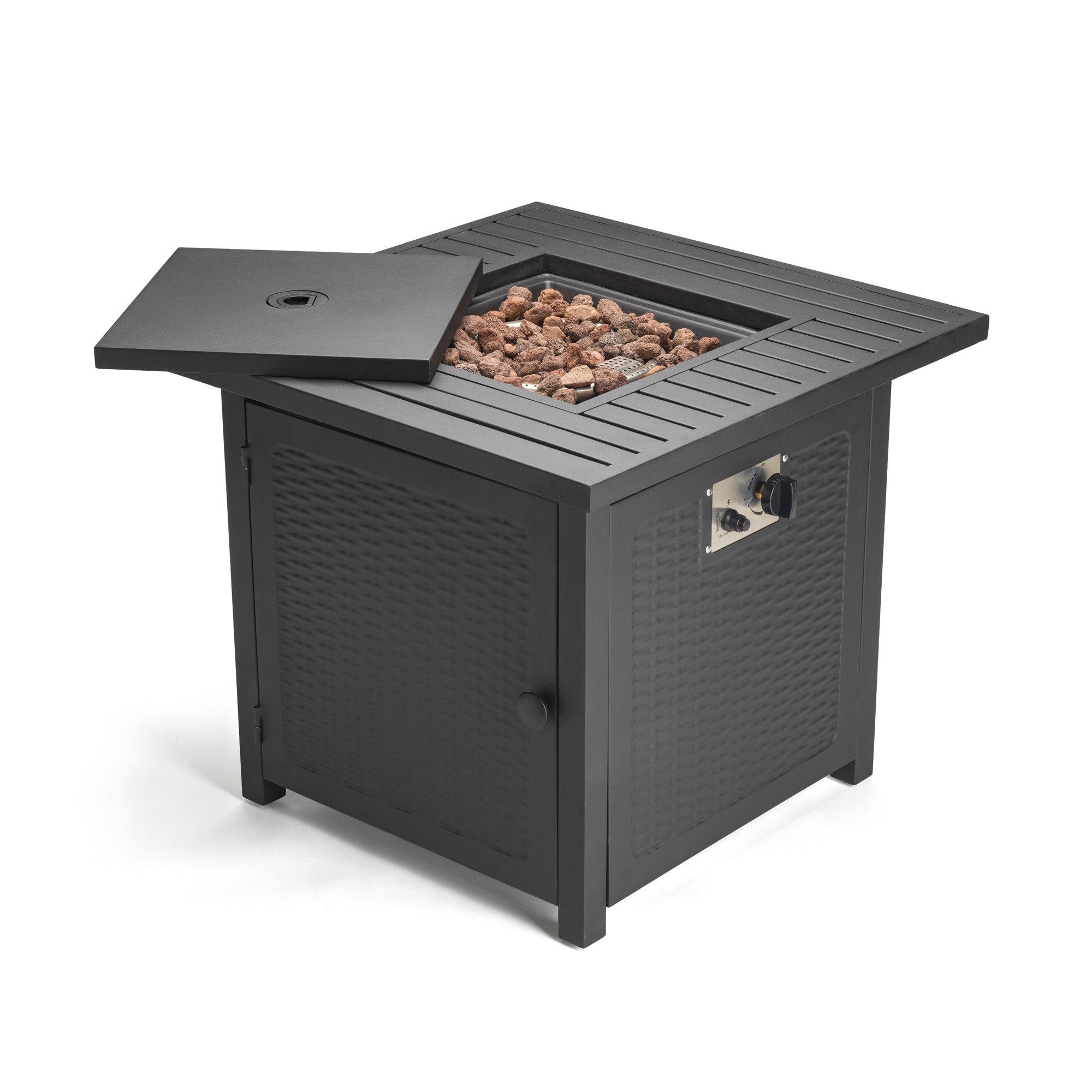 Matte Black Square Propane Fire Pit with Cover - Montana Home & Kitchen Co.