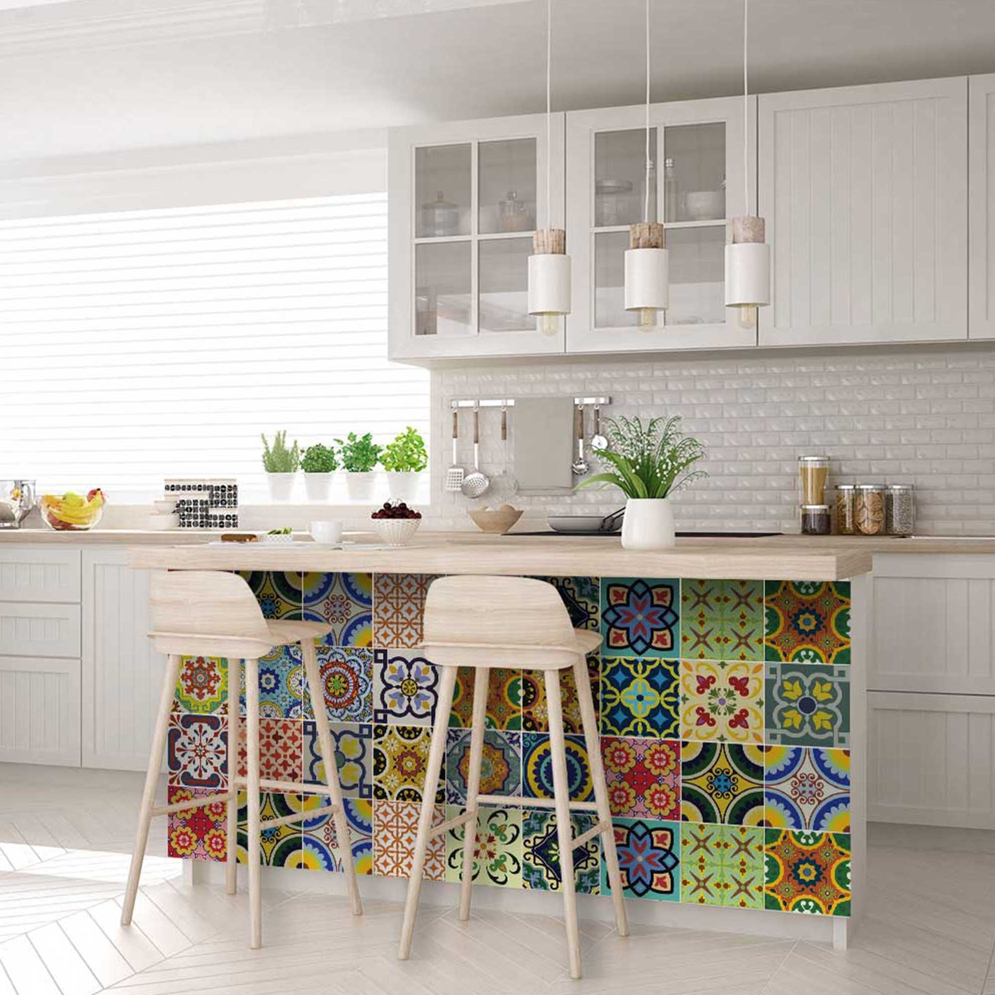 Mediterranean Brights Peel And Stick Removable Tiles 5" X 5" - Montana Home & Kitchen Co.