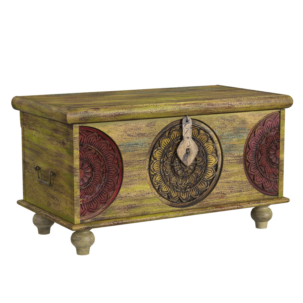 Mesa Carved Wooden Trunk Coffee Table - Montana Home & Kitchen Co.