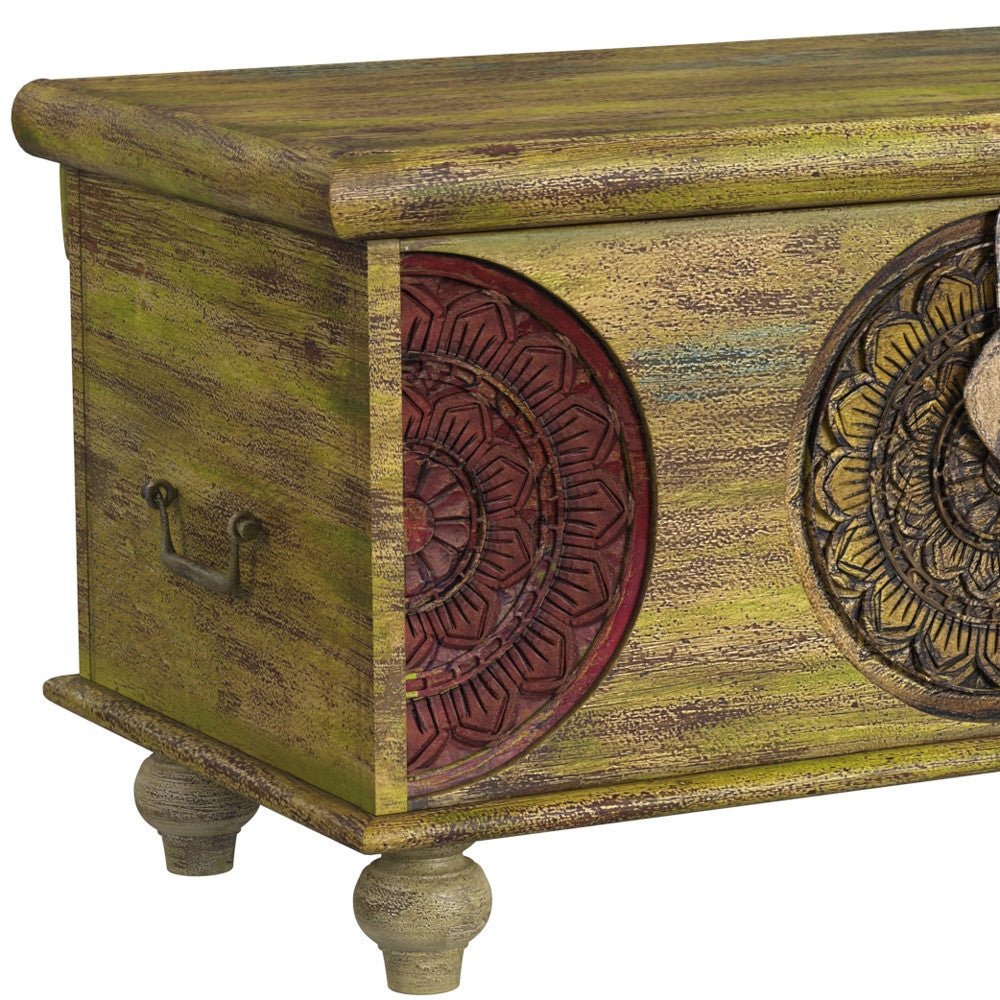 Mesa Carved Wooden Trunk Coffee Table - Montana Home & Kitchen Co.