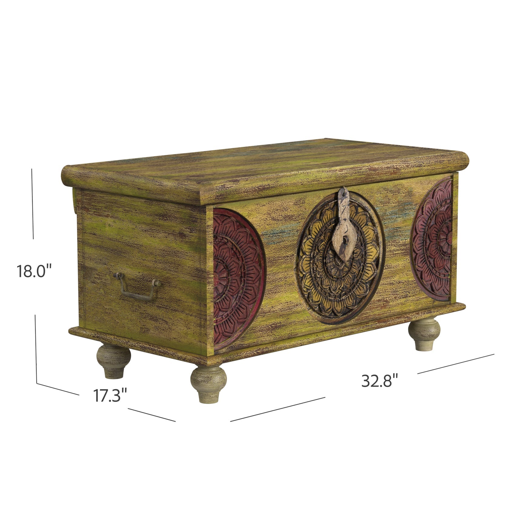 Mesa Carved Wooden Trunk Coffee Table - Montana Home & Kitchen Co.