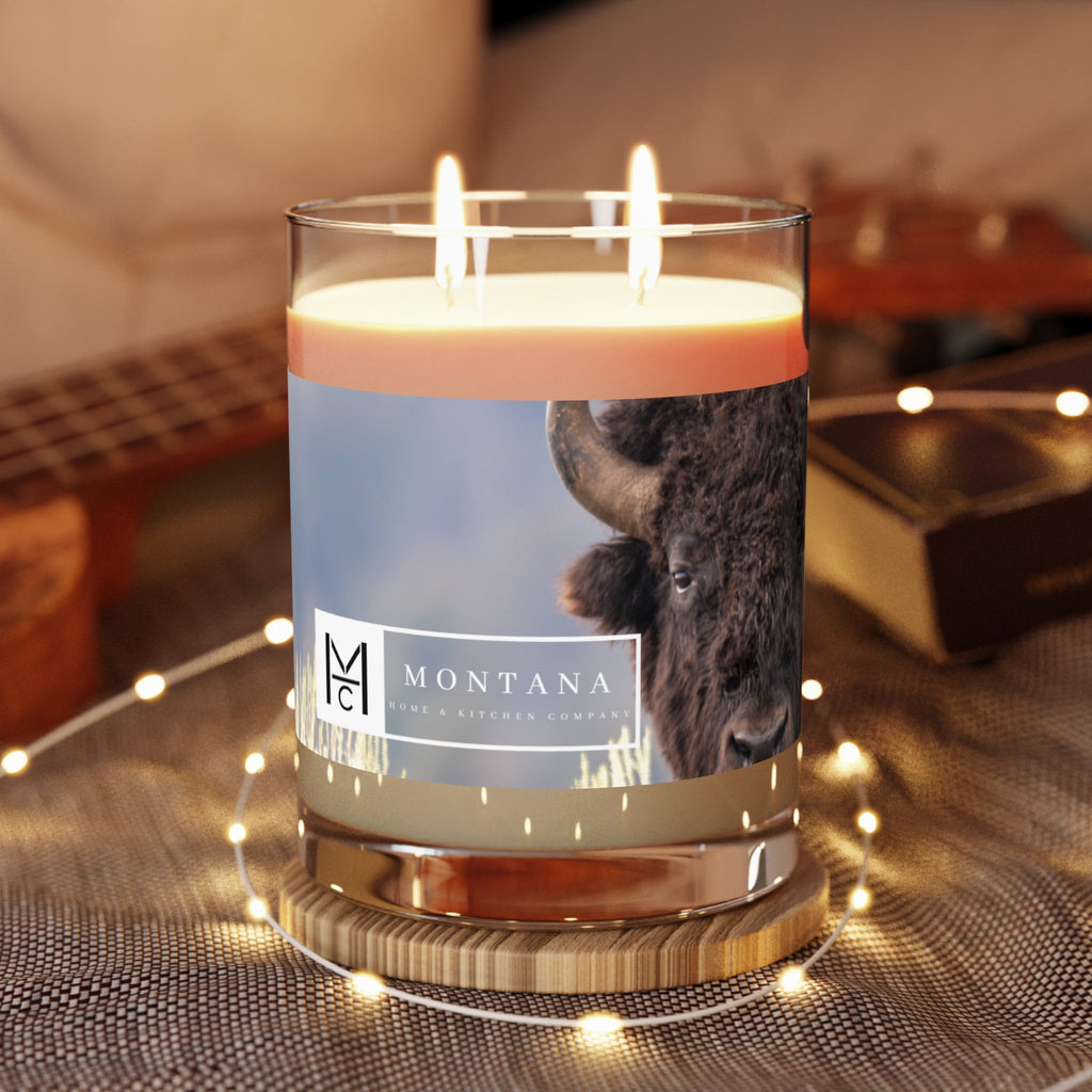 MHKC Bison Design Candle - Full Glass, 11oz (Multiple Scents Available) - Montana Home & Kitchen Co.