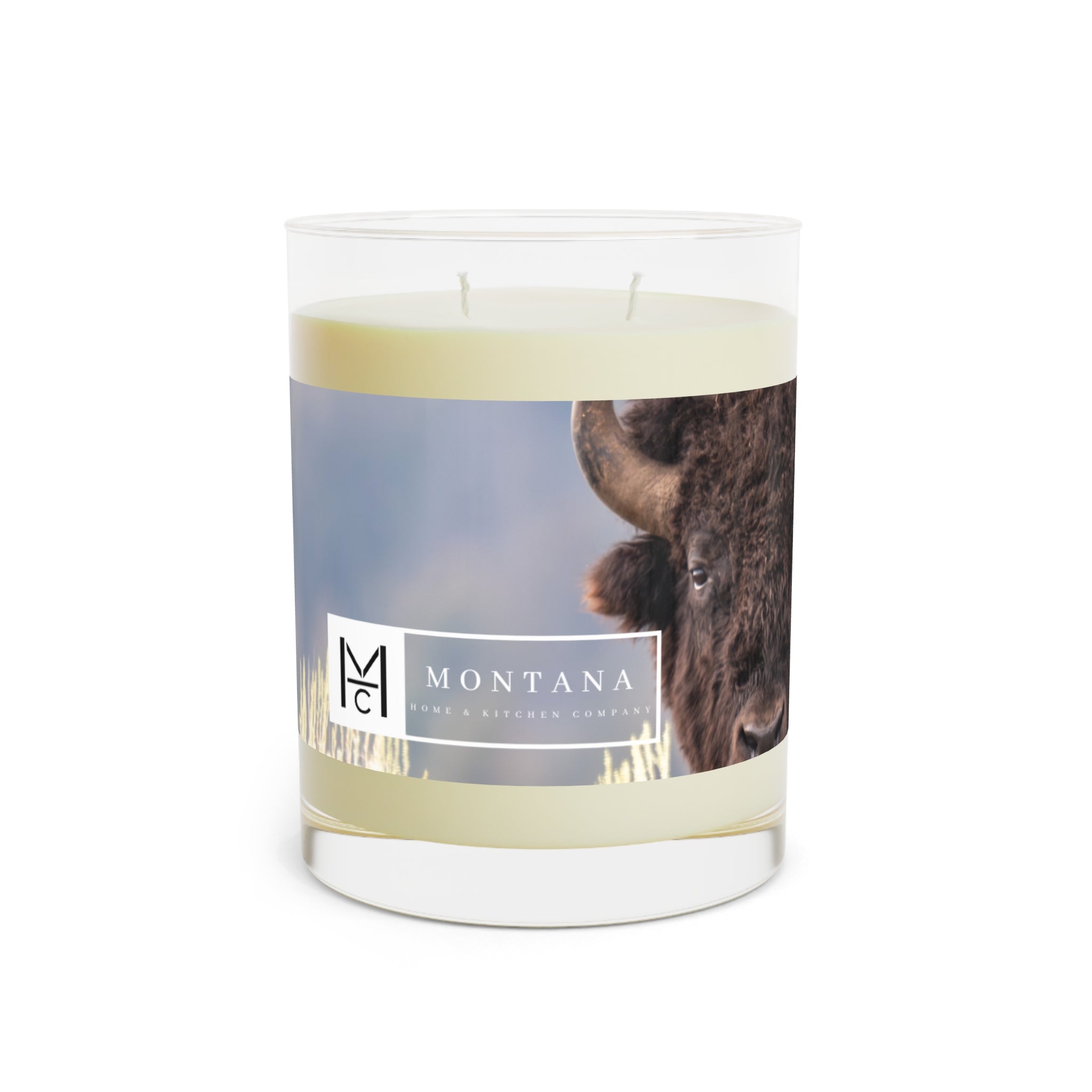 MHKC Bison Design Candle - Full Glass, 11oz (Multiple Scents Available) - Montana Home & Kitchen Co.