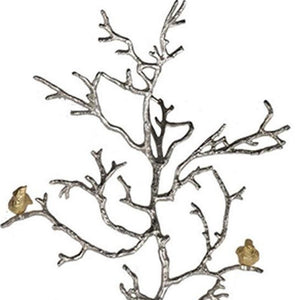 Modern 44" Silver Branch and Golden Birds Wall Art - Montana Home & Kitchen Co.