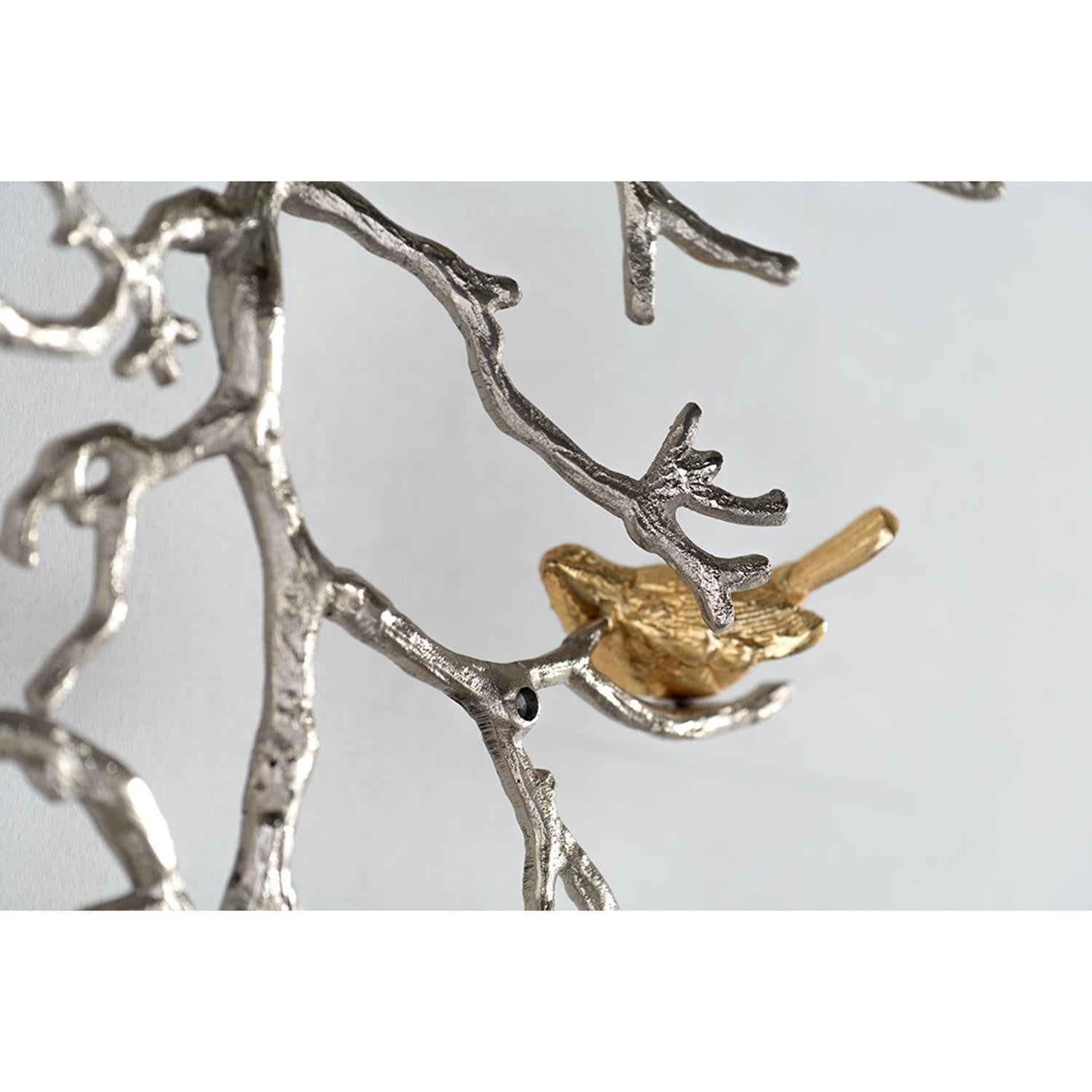 Modern 44" Silver Branch and Golden Birds Wall Art - Montana Home & Kitchen Co.