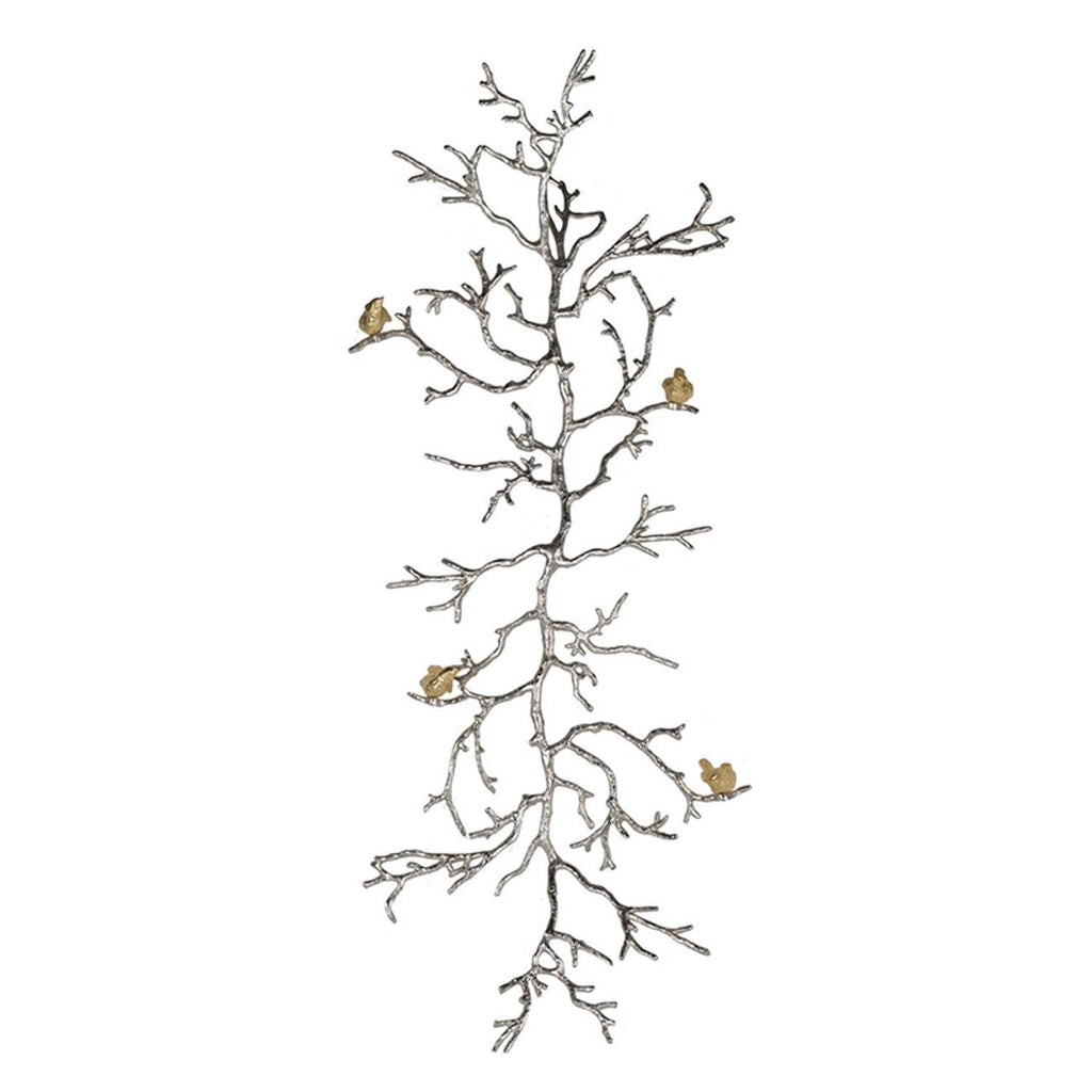 Modern 44" Silver Branch and Golden Birds Wall Art - Montana Home & Kitchen Co.