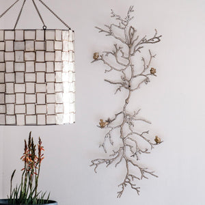 Modern 44" Silver Branch and Golden Birds Wall Art - Montana Home & Kitchen Co.