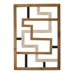 Modern Maze Natural White And Black Wood Panel Wall Art - Montana Home & Kitchen Co.