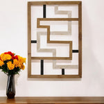 Modern Maze Natural White And Black Wood Panel Wall Art - Montana Home & Kitchen Co.