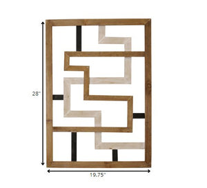 Modern Maze Natural White And Black Wood Panel Wall Art - Montana Home & Kitchen Co.