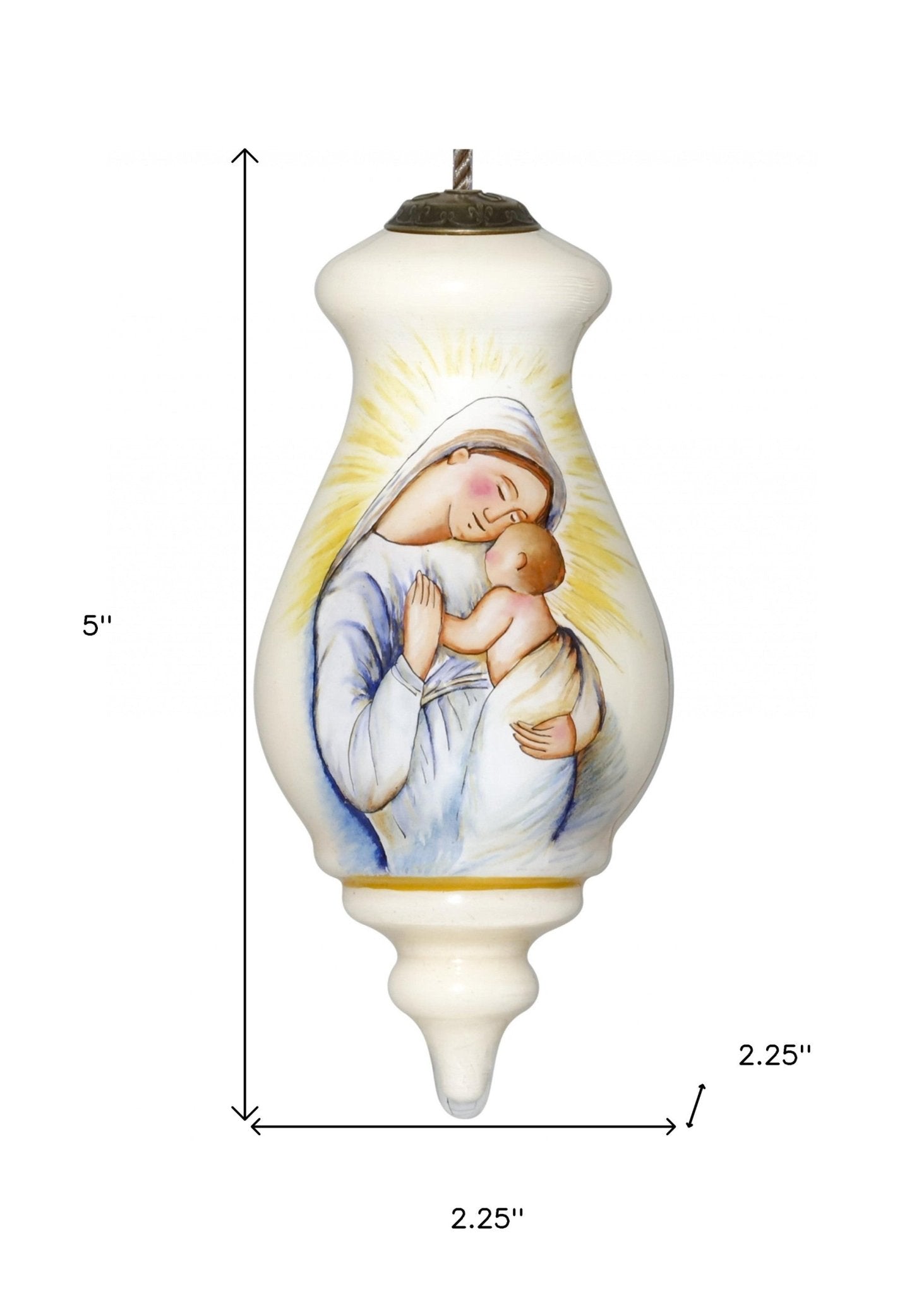 Mother Mary with Baby Hand Painted Mouth Blown Glass Ornament - Montana Home & Kitchen Co.