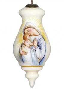 Mother Mary with Baby Hand Painted Mouth Blown Glass Ornament - Montana Home & Kitchen Co.