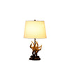 Natural And Brown Antlers Table Lamp With White Shade, 26" - Montana Home & Kitchen Co.