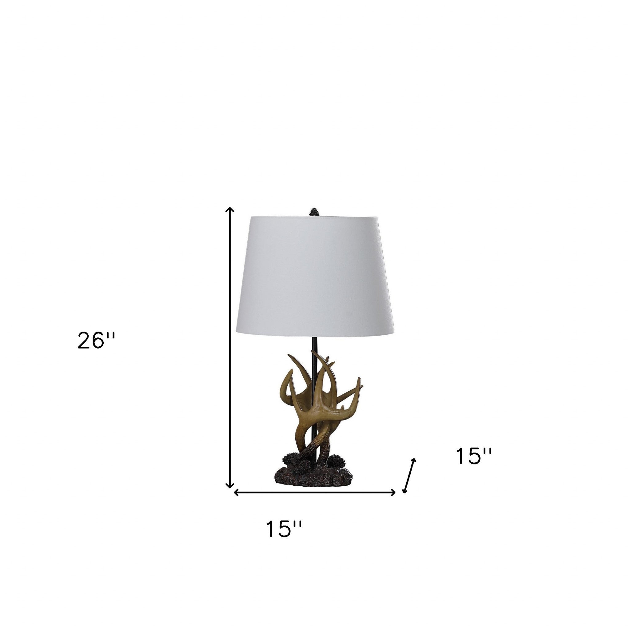 Natural And Brown Antlers Table Lamp With White Shade, 26" - Montana Home & Kitchen Co.