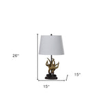 Natural And Brown Antlers Table Lamp With White Shade, 26" - Montana Home & Kitchen Co.