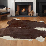 Natural Cowhide Area Rug / 6' X 7' / Brown And White - Montana Home & Kitchen Co.