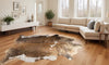 Natural Cowhide Area Rug 6' X 7' Brown White And Gold - Montana Home & Kitchen Co.