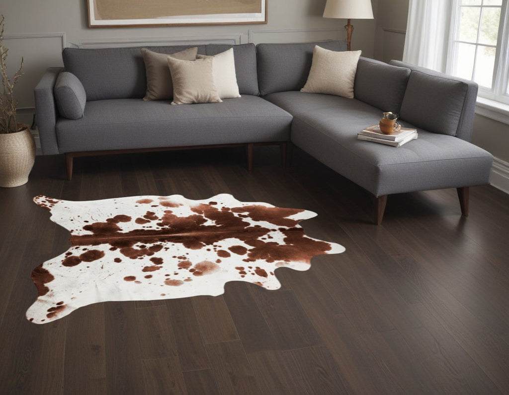 Natural Cowhide Area Rug Brown And White Spotted - Montana Home & Kitchen Co.