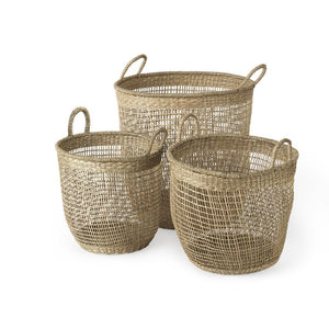 Natural Wicker Basket 20" Set of Three - Montana Home & Kitchen Co.