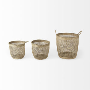 Natural Wicker Basket 20" Set of Three - Montana Home & Kitchen Co.