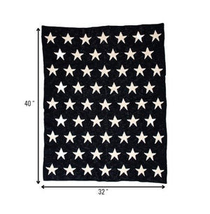 Navy Blue And White Stars Knitted Baby Blanket - Montana Home & Kitchen Co.