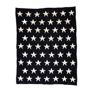 Navy Blue And White Stars Knitted Baby Blanket - Montana Home & Kitchen Co.